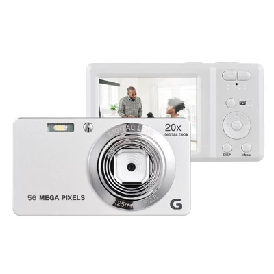 2,7 hüvelykes TFT digitális fényképezőgép 56 MP 4K Ultra HD 20X autofókuszos önkioldó, arcfelismerés, remegéscsillapító - Fehér