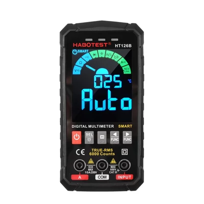 HABOTEST intelligens digitális multiméter 6000 valódi RMS-t számol, automatikus mérési tartomány LCD háttérvilágítással, hőmérséklet méréssel AC/DC feszültség Áram kapacitás ellenállás Frekvencia folytonosság dióda tesztelése - HT126B