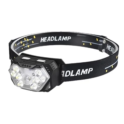 Intelligens LED hullámérzékelős fejlámpa hét fokozatú fényerőszabályzó éjszakai festés világító lámpa 45°-ban állítható konzollal