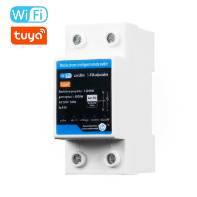 Tuya WiFi intelligens visszazáródó védő LCD kijelző Többfunkciós áramfeszültség figyelő teljesítménymérő védelmek APP vezérlés előrefizetési és előrefizetési jelszókezelési funkcióval