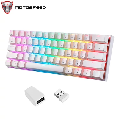 Motospeed SK62 BT vezeték nélküli mechanikus 61 gombos billentyűzet RGB háttérvilágítással - Kék billentyű
