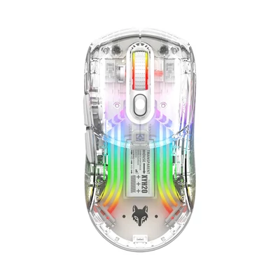 XYH20 RGB mechanikus játék egér BT5.0 2.4G vezeték nélküli USB vevővel - Fehér