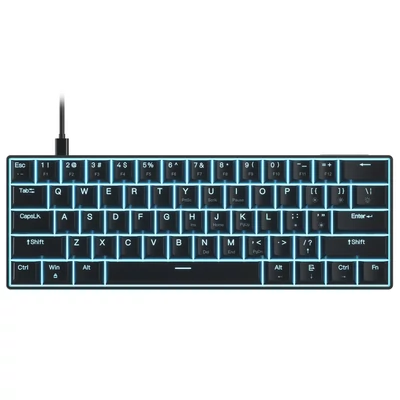 OUTEMU USB vezetékes 61 gombos mechanikus billentyűzet LED háttérvilágítással támogatja a hot swap gombot - Fekete-piros