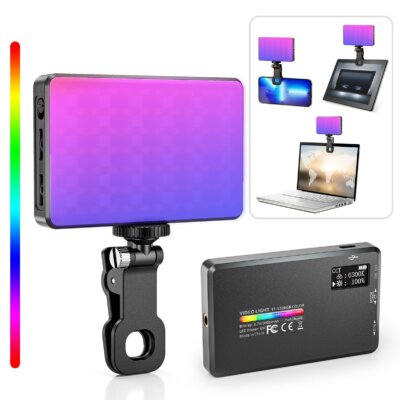 Camnoon ST-120RGB Pocket RGB videolámpa Clip-on mobiltelefon-töltőlámpa