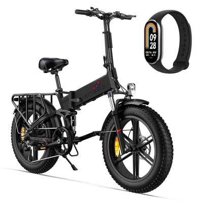 ENGWE Engine X elektromos kerékpár 20x4,0 hüvelykes gumiabroncsok 250 W motor teljes felfüggesztés összecsukható ingyenes Xiaomi Mi Band 8 - Fekete