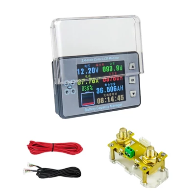 2,4 hüvelykes színes LCD-képernyő, kulométer, feszültség-áram-kapacitás-mérő elektromos autó lakóautó akkumulátorának kétirányú áramérzékelője memória funkcióval - Változat 2