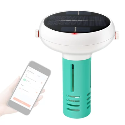 WiFi Intelligens 7 az 1-ben PH ORP EC Összes oldott szilárdanyag sótartalom Hőmérséklet Klór teszt mérő úszómedence víztesztelő online elemző napenergiával működő