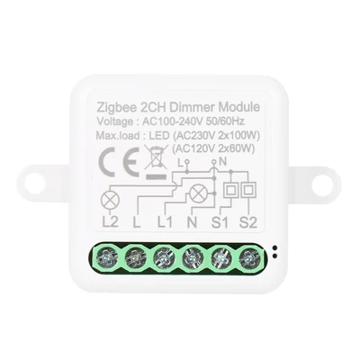 Zigbee Dimmer Switch Module App távirányítós függönykapcsoló működik az Alexa Google Home szolgáltatással – 2 csoportkapcsoló
