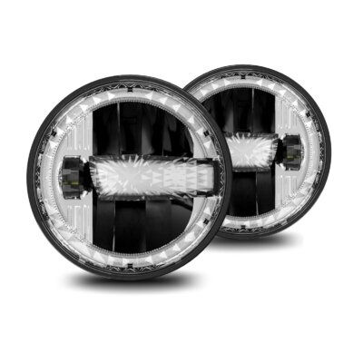 7 hüvelykes autós LED-es fényszórók távolsági/tompított fénnyel DRL 6000K/3000K 300W vízálló kerek fényszórókkal