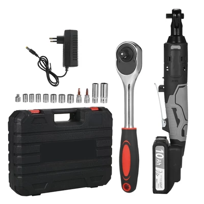 Akkus elektromos racsnis csavarkulcs készlet 3/8'' 320 RPM 21V 2000mAh lítium-ion akkumulátorral működő és gyorstöltés - 1 akkumulátor