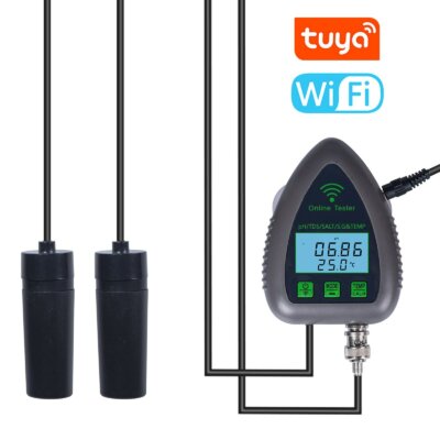 Tuya WiFi 5 az 1-ben vízminőség online monitor PH Összes oldott szilárdanyag S.G sótartalom hőmérséklet teszt mérő