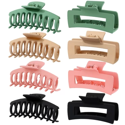 Bestauty Plastic Matt Hair Claws Hajkapocs kombinált szett Egyszerű csúszásmentes hajfogó erős tartású elegáns női frizurához (8 db) - Stílus 4