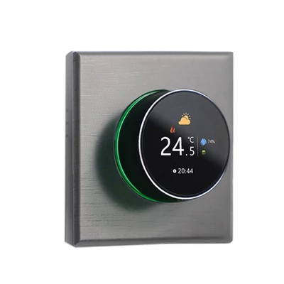 WiFi intelligens termosztát színes képernyő, forgó fűtési termosztát háttérvilágítással/hőmérséklet/érzékelő/idő hőmérséklet-kalibrációs beállítással (kazánfűtés) - Szürke