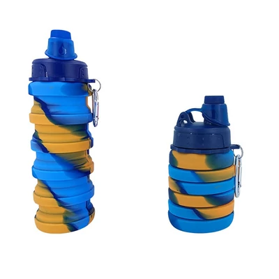 500 ml-es összecsukható szilikon utazó/sport vizes palack - Szürke
