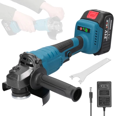21V 125mm M14 elektromos sarokcsiszoló szerszám Többfunkciós lítium vágógép vágáshoz, polírozáshoz, kerámia, csempe, fa, kő, acél - 1 akkumulátor