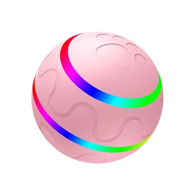 Interaktív kiskutya macska kisállat guruló játék önforgó, pattogó golyós LED lámpával, újratölthető elemmel közepes/nagy kutyának - Pink