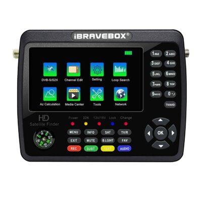 iBRAVEBOX V10 Finder Max+ HD műholdas TV jelkereső DVB-S/S2/S2X digitális kézi jelmérő műholdkereső H.265 4,3 hüvelykes LCD