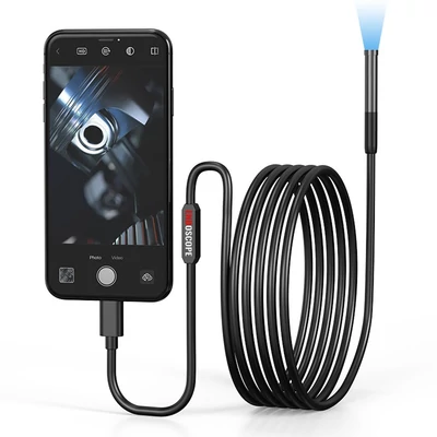 C típusú endoszkópos vizsgáló boreszkóp kamera 7,9 mm-es beépített állítható LED lámpák IP67 vízálló Android IOS mobiltelefonokhoz - Szimpla kamera