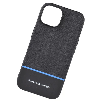 Az iPhone 15 vékony tokhoz tervezve, 6,2 hüvelykes műbőr anyagból - Kék, stílus 3