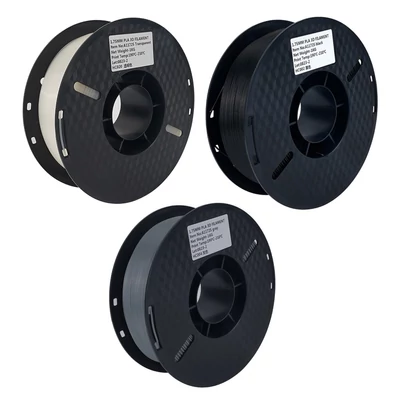 KINGROON 3D nyomtató PLA filament 1 kg 1,75 mm méretpontosság +/-0,02 mm szabványos 3 tekercs - fekete, szürke, átlátszó