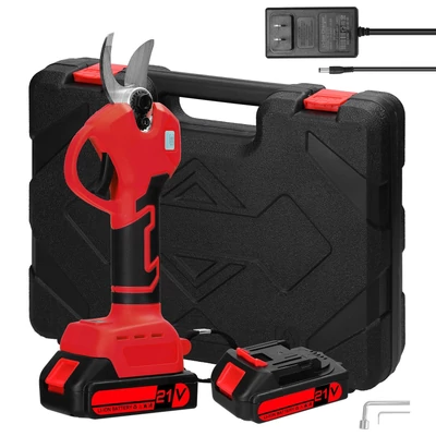 21 V vezeték nélküli, nagy hatékonyságú elektromos gyümölcsfa, bonsai metsző / ágvágó tereprendezési eszköz - 2 akkumulátor