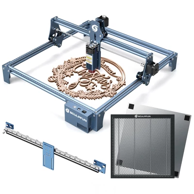 SCULPFUN S9 5W lézergravírozó X-tengelyes lineáris vezető-frissítő készlettel és 400x400 mm-es méhsejt táblával