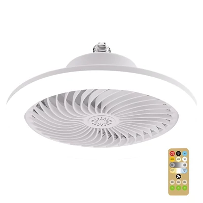 Intelligens távirányítós LED ventilátor lámpa E27 csavaros szabályozható, aromaterápiás világítás ventilátor lámpa - Fehér