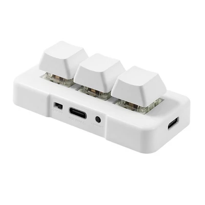 MK321BT 3 gombos mini, testreszabott billentyűzet mechanikus kék gombokkal USB+BT kettős módú csatlakozással - Fehér