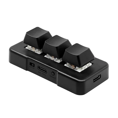 MK321BT 3 gombos mini, testreszabott billentyűzet mechanikus kék gombokkal USB+BT kettős módú csatlakozással - Fekete