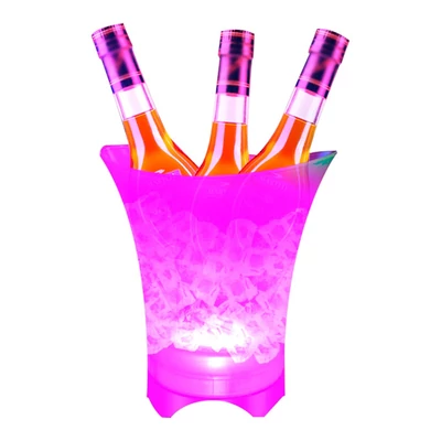 5 literes összecsukható LED világító jégvödör, hordozható BT sztereó támogatás 6 fénymód és hang aktiválva kültéri kemping party bárhoz KTV