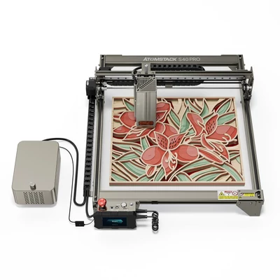 Atomstack S40 Pro 40 W lézergravírozó, kettős levegő segédszivattyúval, 600 mm/s sebességgel
