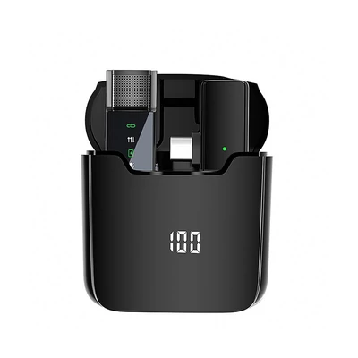 S16 Mini Vezeték nélküli Lavalier mikrofon 1db mobiltelefonhoz 360°-os, többirányú hajtókamikrofon, kijelző zajcsökkentéssel