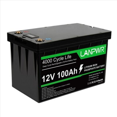 LANPWR 12V 100Ah Lifepo4 lítium akkumulátor tartalék tápellátás RVS-hez, lakókocsihoz, napelemes rendszerhez, elektromos csónakhoz, pergetőmotorhoz, hálózaton kívüli alkalmazásokhoz