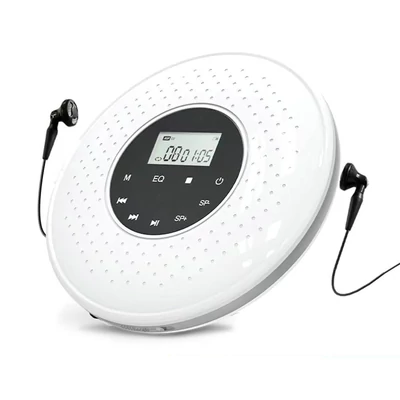 Hordozható CD-lejátszó 3,5 mm-es vezetékes fejhallgatóval Támogatja a TF kártyát MP3 zenelejátszó A-B ismétlés funkció LCD kijelző érintőgombbal - Fehér