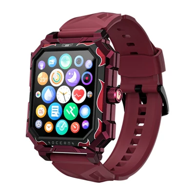 LOKMAT OCEAN MAX 1,96 hüvelykes TFT LCD teljes érintőképernyős Fitneszkövetős sport okosóra karkötő - Piros