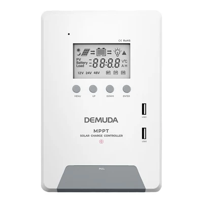 MPPT RV töltés 12V/24V intelligens napelemes töltésszabályozó automatikus követés LCD kijelzővel Kettős USB port ólom-lítium LiFePO4 akkumulátorhoz - 30A