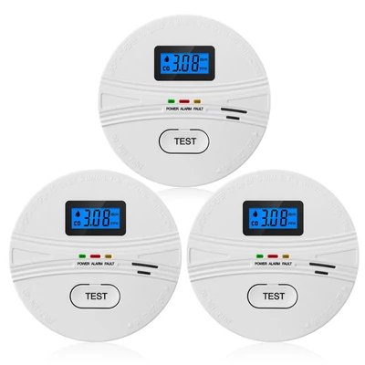 2 az 1-ben CO- és füstérzékelő elemmel működő, tesztgombos hangjelzéssel és LCD digitális kijelzővel, hordozható tűzjelző riasztóval (2 db)