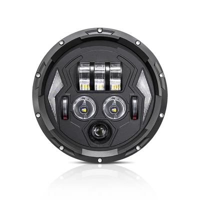 7 hüvelykes autó, motorkerékpár LED-es fényszóró DRL-vel / irányjelzővel / tompított fényszóróval / távolsági fényszóróval Jeep Wrangler JK TJ LJ CJ csere H4-H13 adapterrel (2 db)