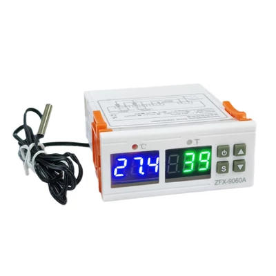 ZFX-9060A 10A intelligens digitális termosztát időzítés fűtés/hűtés/hőmérséklet korrekció/adatzár/magas vagy alacsony hőmérséklet riasztás - DC12V