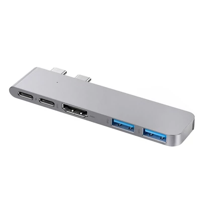 5 a 2-ben USB-C hub Type-C dokkolóállomás többportos adapter 4K HD felbontással, MacBook Air MacBook Pro rendszerrel kompatibilis