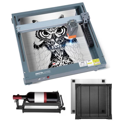 Swiitol E24 Pro 24W integrált szerkezetű lézergravírozó hengerrel és 400x400 mm-es méhsejt munkaasztallal