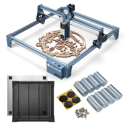 SCULPFUN S9 5W lézergravírozó 400x400 mm-es méhsejt munkaasztallal és 8 db magasított talpbetéttel