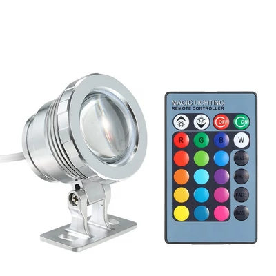 AC/DC 12V 10W RGB víz alatti könnyű merülőlámpa távirányítóval - Ezüst