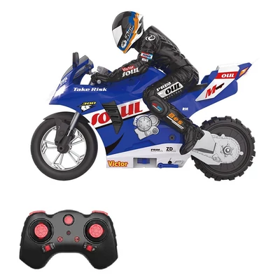 1/6 2,4 G-os távirányítós önkiegyensúlyozó kaszkadőr motorkerékpár helyben forog/360°-os sodródás - Kék, 3 akkumulátor