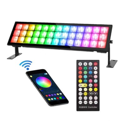 Szabályozható RGBCW mosólámpa kültéri vízálló falmosó lámpa, színpadi fénysáv távirányítóval inteligens APP vezérlés