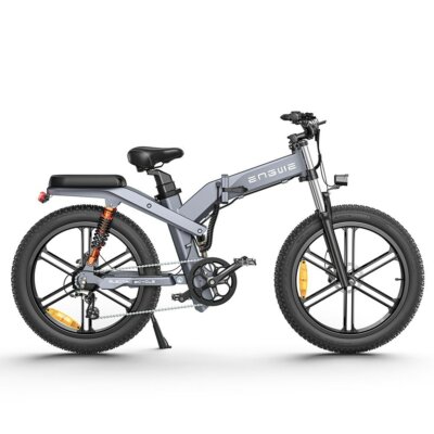 ENGWE X26 összecsukható elektromos kerékpár 24*4,0 hüvelykes Fat Tire 1000W motor 48V 19.2Ah és 10Ah kettős akkumulátoros 150km-es hatótávolságú hármas felfüggesztési rendszer - Szürke