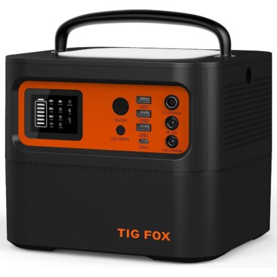 TIGFOX 500W otthoni kempingezéshez kültéri áramkimaradások és vészhelyzetek esetén, tartós erőmű