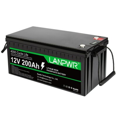 LANPWR 12V 200Ah Lifepo4 lítium akkumulátor csomag tartalék tápellátás