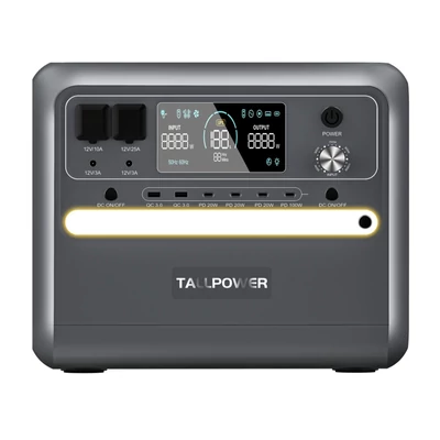 TALLPOWER V2400 hordozható erőmű 2160 Wh LiFePo4 napelem generátor 2400 W AC kimenet - Szürke