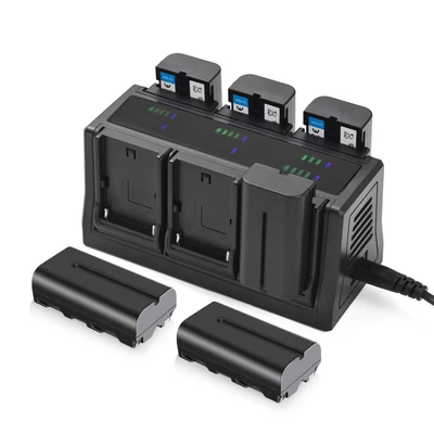 NP-F550 akkumulátortöltő 6 nyílás LED-jelzőkkel Levehető töltőtalp